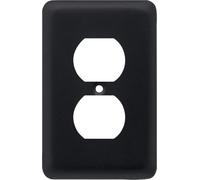 Franklin Brass W10249V-FB-C Stamped Round Single Duplex Outlet Wall Plate/Switch Plate/Cover, Flat Black, 3-Pack