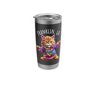 Franklin LA USA Fun Cute Colorful Dancing Cat Design Stainless Steel Insulated Tumbler