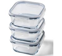 Franklin Lade Glass Meal Prep Containers Reusable | 3 Piece Square Set 800ml | Glass Containers with Lids | Non-Toxic BPA-Free & Airtight | Glass Lunch Box | Oven, Freezer & Dishwasher Safe