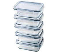 Franklin Lade Glass Meal Prep Containers Reusable | 5 Piece Set 1040ml | Glass Containers with Lids | Non-Toxic BPA-Free & Airtight | Food Prep Containers | Microwave, Oven, Freezer & Dishwasher Safe