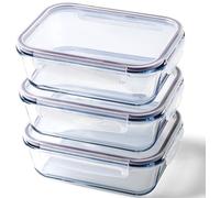 Franklin Lade Large Glass Containers with Lids | 3 Piece Extra Large Set 1520ml | Glass Food Containers with Lids | Non-Toxic BPA-Free & Airtight | Meal Prep | Oven, Freezer & Dishwasher Safe