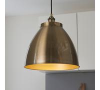 Netlighting Franklin Single Pendant Ceiling Lamp, Antique Brass Plate - 98744