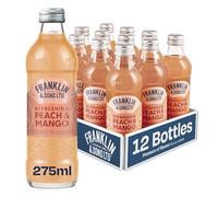 Franklin & Sons Peach And Mango | 12 x 275ml Bottle Case | Fresh Juicy Peach | Ripe Mango | All Natural flavours | Made with Lake District Water | Sparkling Soft Drink | Premium Fizzy Drink |