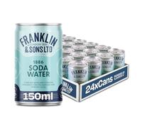 Franklin & Sons Premium 1886 Soda Water | 24 x 150ml Can Case | Zero Sugar Traditional Recipe | Founded 1886 | Sharp And Crisp | Fresh taste | Fizzier For Longer