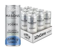 Franklin & Sons | Premium Ready To Drink Cans | 250ml x 12 Pack | Spirit & Mixer (Masons Vodka & Franklin & Sons Lemonade, 5.5% ABV)