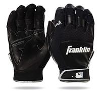 Franklin Sports 20966F4 Shok-Sorb X Batting Gloves, Black/Black, Adult Large