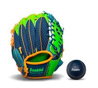 Franklin Sports Baseball Gloves - Meshtek Child's Tball Glove + Ball - Boys + Girls Teeball Mitt Set - Kids + Toddler Right Hand Throw - 9.5" - Navy/Lime/Orange