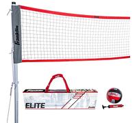Franklin Sports Elite Volleyball Net Set - Includes Pro Style Ball with Pump, Poles/Net, Stakes, Ropes, Boundary Kit - Beach + Backyard Volleyball Set - Easy Setup