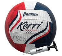 Franklin Sports Kerri Walsh USA Beach Volleyball - Soft Cover Official Size Beach + Outdoor Volleyball - Red, White + Blue Volleyball - Pump + Needle