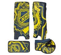 Franklin Sports Kids Street Hockey Goalie Pads Set - Youth Mini + Street Hockey Goalie Gear - Junior Blocker, Glove + Pads - Adjustable Kids Street Hockey Equipment - Youth Medium,Black/Optic Yellow