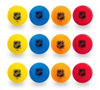 Franklin Sports Knee Hockey Balls - Indoor Mini Foam Hockey Balls for Kids - 12 Soft Foam Hockey Balls - Assorted Colors - Drawstring Bag