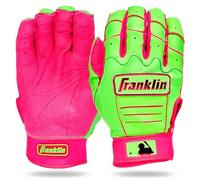 Franklin Sports MLB Baseball Batting Gloves - CFX Pro Batting Gloves for Adults and Teens - Baseball + Softball Gear - Premium Leather - Pink/Green Apple - Adult, X-Large