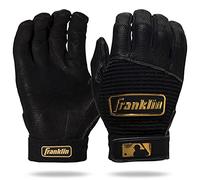 Franklin Sports MLB Batting Gloves - Pro Classic Gold Chrome Baseball + Softball Batting Gloves - Adult + Youth Gloves - Black/Gold - Adult Small