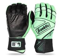 Franklin Sports MLB Infinite Powerstrap Baseball + Softball Batting Gloves - Full Cage Durable Practice Equipment - Long Fist Wrist + Heavy Duty Leather - Black/Mint - Youth M