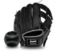 Franklin Sports MLB Kids Tee Ball Glove + Ball Set - RTP Youth Fielding Glove for Teeball - MLB Synthetic Leather Baseball Mitt - Ready to Play (RTP) - 9.5" Inch Right Hand Throw - Black