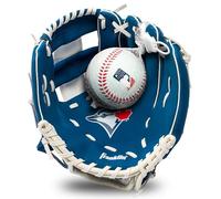 Franklin Sports MLB Youth Teeball Jays and and Set - Kids Toronto Blue Jays Baseball and Teeball Glove and Ball - Perfect First Kids Glove - 9.5", One Size