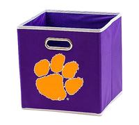 Franklin Sports NCAA Clemson Tigers Collapsible Storage Bin - Made to Fit Storage Bin Shelf Organizers - 10.5" x 10.5"