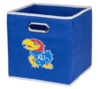 Franklin Sports NCAA Kansas Jayhawks Storage Bin - Collapsible Cube Container + Storage Basket - Folding Fabric Shelf Organizer - NCAA Office, Bedroom + Living Room Décor - 10.5 x 10.5Inches