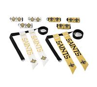 Franklin Sports NFL Flag Football Sets - New Orleans Saints - 8 Belts, 4 Home & 4 Away Flags - Adjustable, Tearaway, ABS Material - Unisex-Adults & Kids - One Size - Black & Gold - NFL Licensed