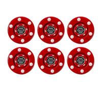 Franklin Sports NHL Street Roller Hockey Pucks - (6) Pro Commander Outdoor Roller Hockey Pucks for Practice + Training - Outdoor Hockey Street Pucks with Rollers - Perfect Outdoor Hockey Puck - Red