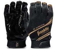 Franklin Sports Supratak Football Receiver Gloves - Black/Chrome - Adult Large