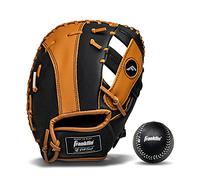 Franklin Sports Teeball Glove - First Base Synthetic Leather Kids Baseball - 9.5" Black/Tan - Right Hand Throw