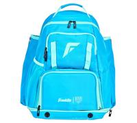 Franklin Sports USA SB Gameday Fastpitch Softball Backpack - Adult +Youth Softball + Baseball Equipment + Bat Bag - Stores Batting Gloves, Helmet, Cleats + More - Waterproof Premium Batpack- Blue/Mint