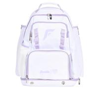 Franklin Sports USA SB Gameday Fastpitch Softball Backpack - Adult +Youth Softball + Baseball Equipment + Bat Bag - Stores Batting Gloves, Helmet, Cleats - Waterproof Premium Batpack - White/Lilac