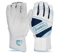 Franklin Sports USA Women's Infinite Powerstrap Fastpitch + Softball Batting Gloves Durable Full Wrapped Reinforced Wrist Size S, White + Carolina Blue + Navy