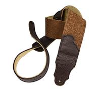 Franklin Strap - 2.5" Embossed Suede with Leather Ends - Guitar Strap - Caramel with Chocoloate Ends