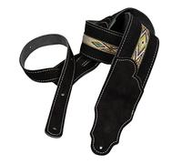 Franklin Strap - 2.5" Original Suede with suede backing and southwest hitch weave - Guitar Strap - Black