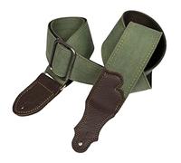 Franklin Strap - 2" Distressed Canvas - Guitar Strap - Olive with Chocolate End Tab