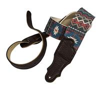 Franklin Strap - 2" Old Aztec - Guitar strap - Blue/Red combination with Chocolate End Tab