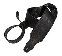 Franklin Strap Leather with Leatherette Backing Guitar Strap, Black/Black Stitching, 2.5"