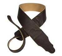 Franklin Strap Original Natural Glove Leather with Suede Backing Guitar Strap, Chocolate/Gold Stitching, 2.5''