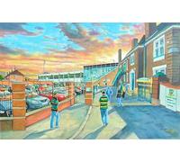Franklins Gardens Stadium Art Print, A4 Size, Going to the Match, Northampton Saints Rugby Union, UV-Stable Giclee Print