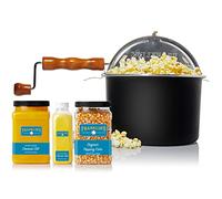 Franklin's Gourmet Popcorn - Movie Night Bundles - Whirley Popper, 28 oz. Organic Corn Kernels, 19 oz. Butter Flavored Salt, 30 oz. Butter Flavored Coconut Oil