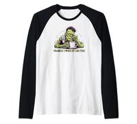 Frankly I Woke Up, Sleepy Funny Frankenstein Costume Raglan Baseball Tee