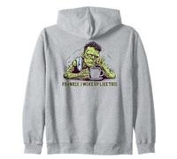Frankly I Woke Up, Sleepy Funny Frankenstein Costume Zip Hoodie