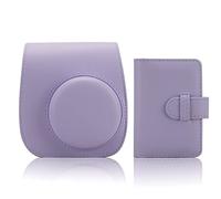 Frankmate Camera Case Compatible with Fujifilm Instax Mini 12 11 9 8 Instant Camera, PU Leather Protective Bag with Adjustable Shoulder Strap and Photo Album (Lilac Purple)