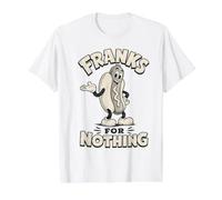 Franks for Nothing Funny Retro Hot Dog Value Graphic T-Shirt, Men, White, S