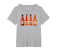 Frank's RedHot Bottles of Hot Sauce Funny T-Shirt, Women's Plus, Heather Grey, 4X