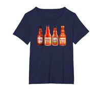 Frank's RedHot Bottles of Hot Sauce Funny T-Shirt, Women's Plus, Navy Blue, 3X