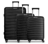 Franky London 4 wheels Suitcase set 3-piece with expansion pleat black
