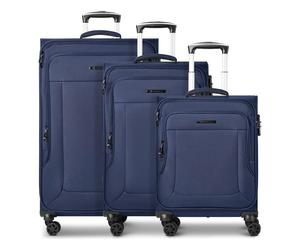 Franky Melbourne 3.0 4-wheel suitcase set, 3-piece, with stretch fold blue