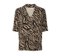 fransa FRFLORA Women's Blouse Top 3/4 Sleeve V-Neck All-Over Print Regular Fit, Walnut W. Black Aop Ao24 (203944), L