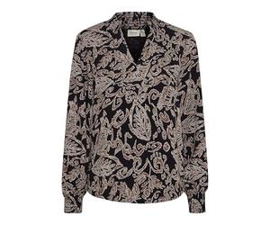 fransa FRGladis Women's Blouse Shirt with V-Neck Print Regular Fit, Black Aop Ma24 01d (203645), XL