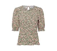 fransa Frmalu Women's Short Blouse with Ruffles on the Body and Ruffles on the Sleeves, Camellia Rose Mix Aop A (201856), L