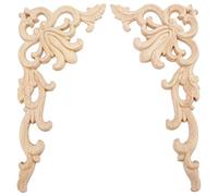 Fransande 4Pcs European Floral Craft Furniture Decorative Carved Applique Wood Modern Wall Frame Corner Door