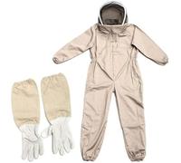 Fransande Beekeeper Suit for Beekeepers, Professional Beekeeper's Suit Beekeeping Suit Full Body Protective Suit Ventilated Bee Suit with Elastic, Leather Gloves, L/XL/XXL